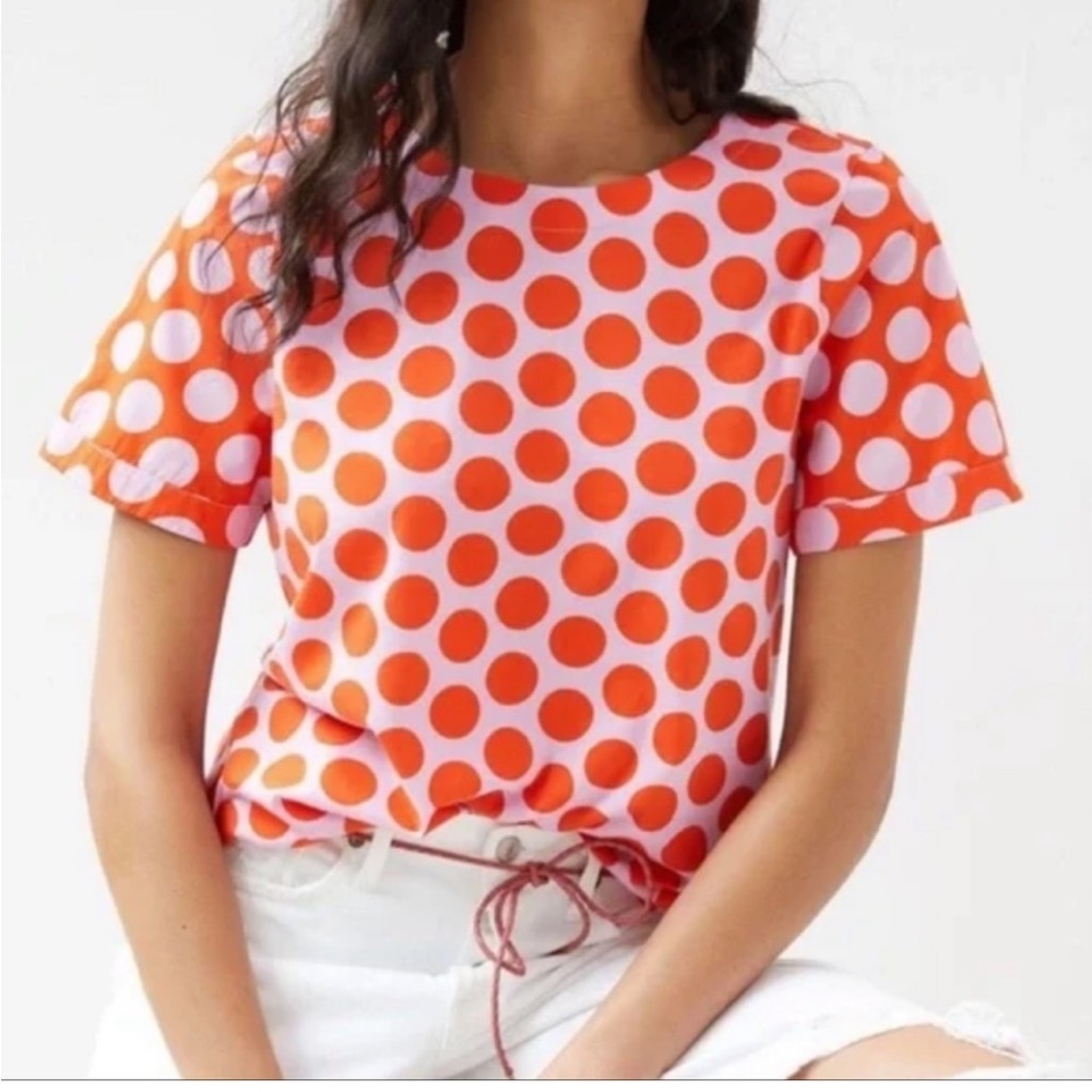 Maeve Contrast Polka Dot Shirt